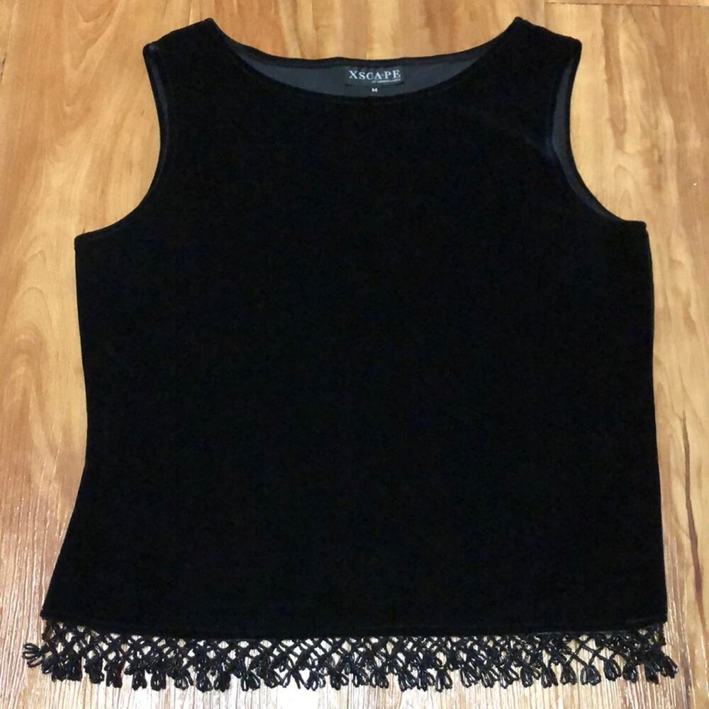 Xscape Black Velvet Top Blouse Size Medium